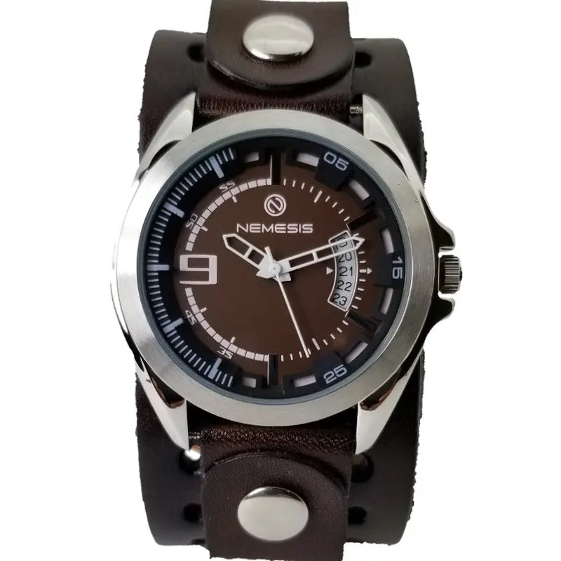 Sully Brown And White Watch With Perforated Dark Brown Leather Band 1