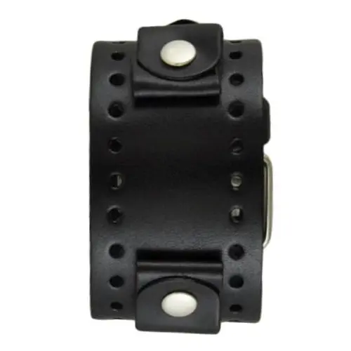 Textured Perforated Black Leather Cuff 1