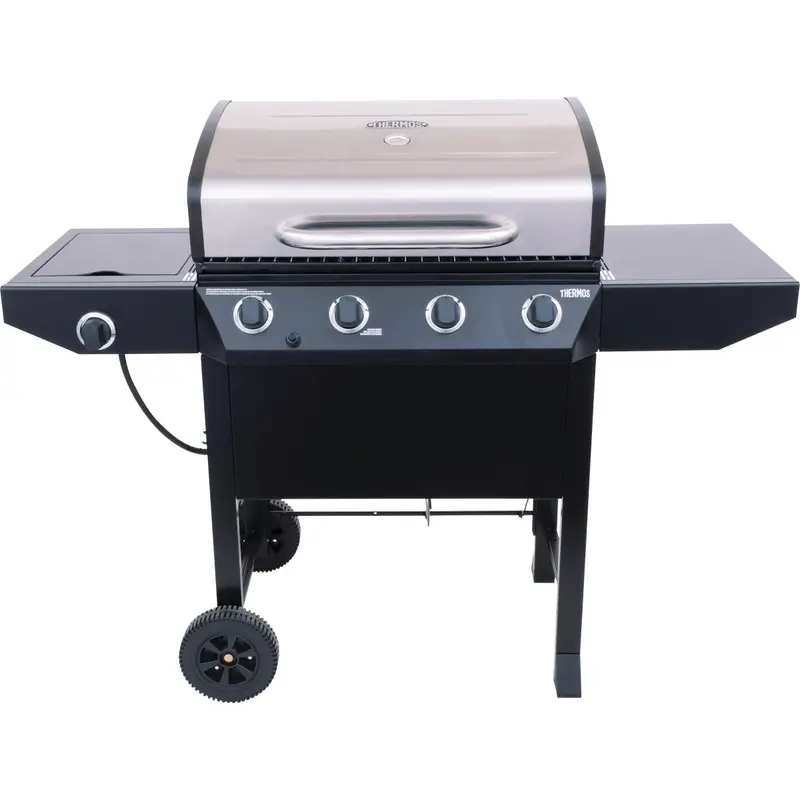 Thermos 4-Burner Lp Gas Grill – 38,000 Btu Main Burners + 10,000 Btu Side Burner, Stainless Steel Build 1