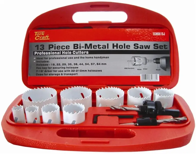 Tork Craft 13-Piece Bi-Metal Hole Saw Collection In Compact Carry Case 1