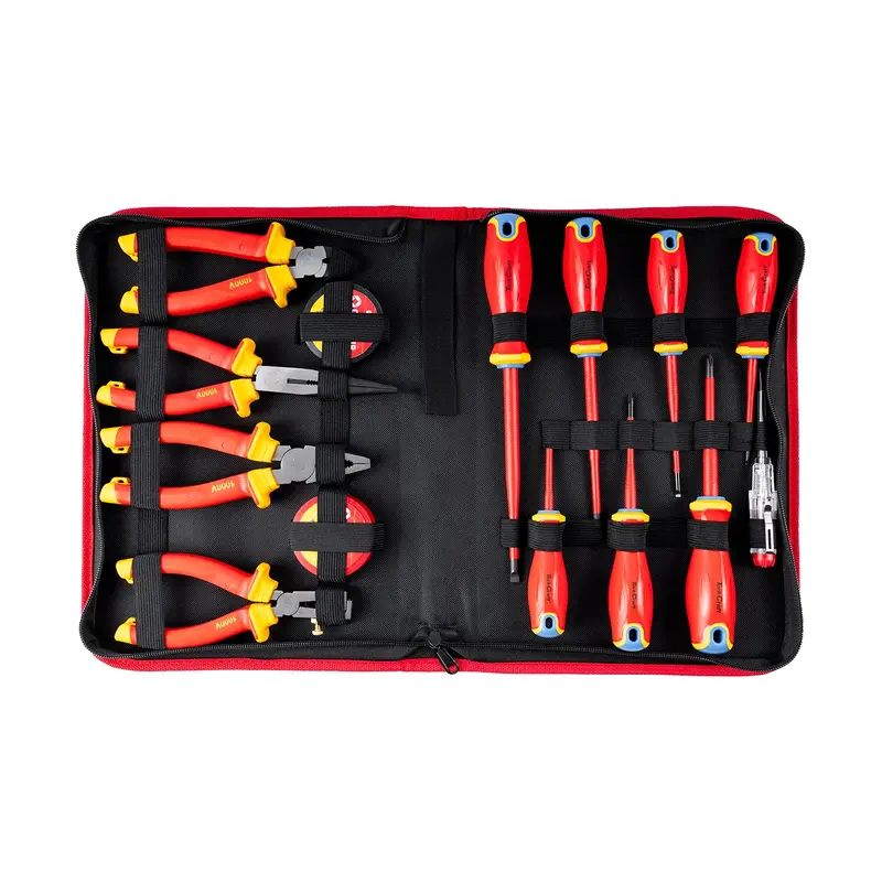 Tork Craft 14-Piece Electrician’S Vde-Insulated Screwdriver & Hand Tool Kit (Phillips/Slotted) 1