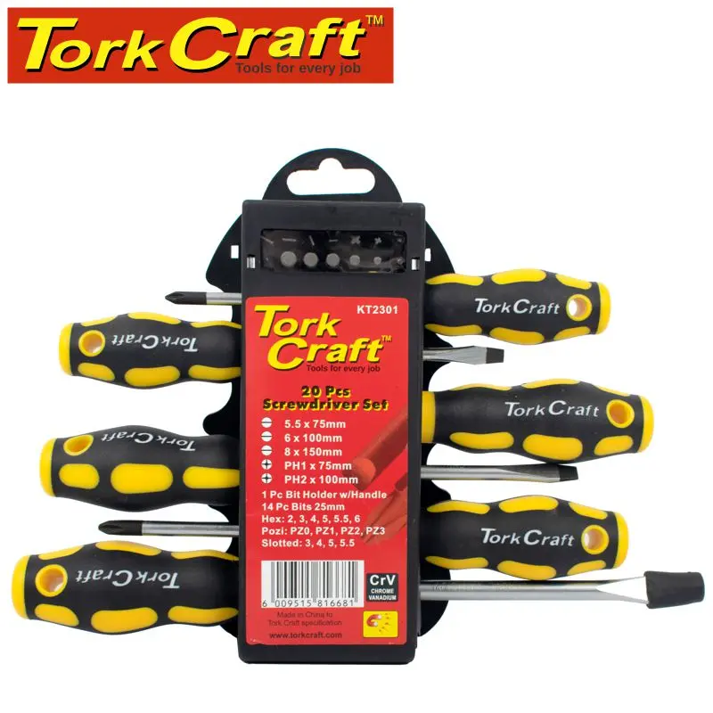 Tork Craft 20-Piece Precision Screwdriver Set With Interchangeable Bits 1