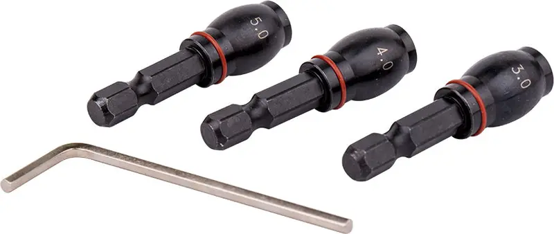 Tork Craft 3-Piece Drill Bit Adaptor Set – 3 Mm / 4 Mm / 5 Mm Female Round Shank With Grub Screw, 1/4″ Hex 1