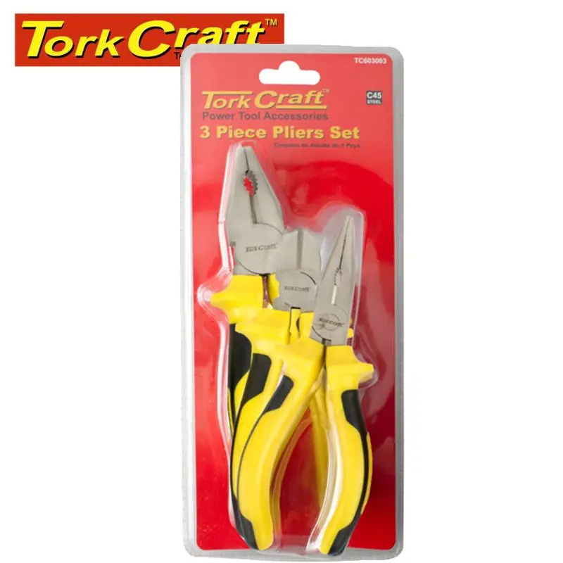 Tork Craft 3-Piece Plier Combo Kit: Combination, Side-Cutting & Long-Nose 1