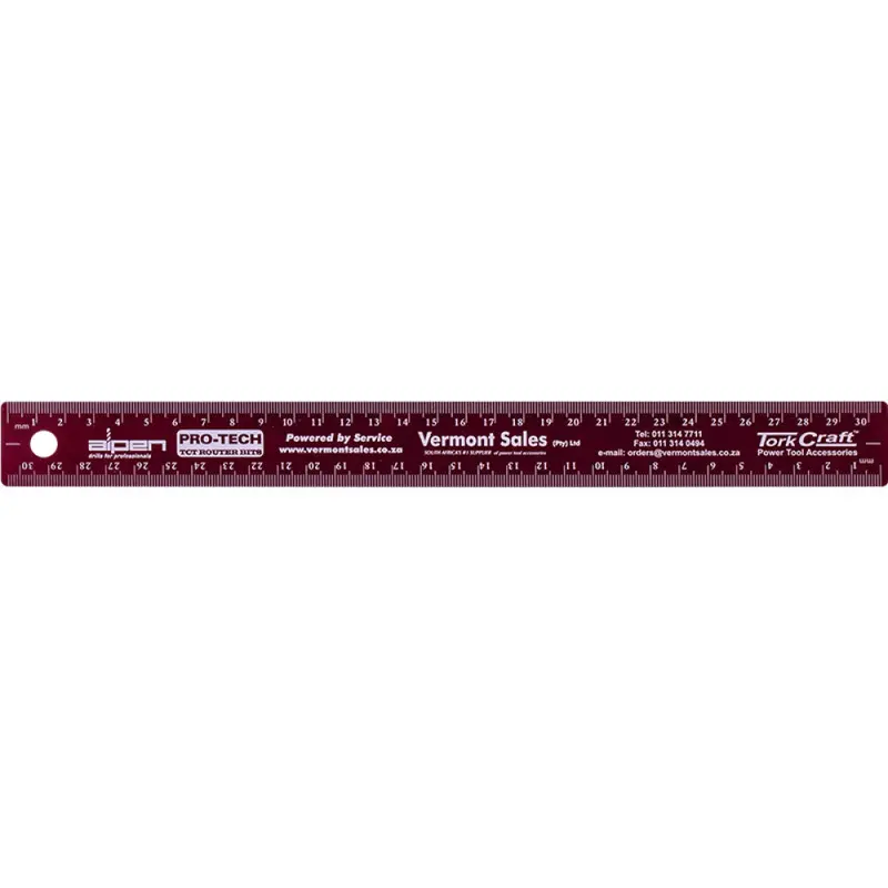 Tork Craft 300 Mm Red Cork-Backed Stainless Steel Measuring Ruler 1