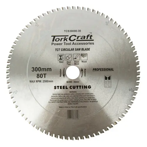 Tork Craft 300Mm Steel-Cutting Tct Blade – 80 Teeth, 30Mm Bore 1