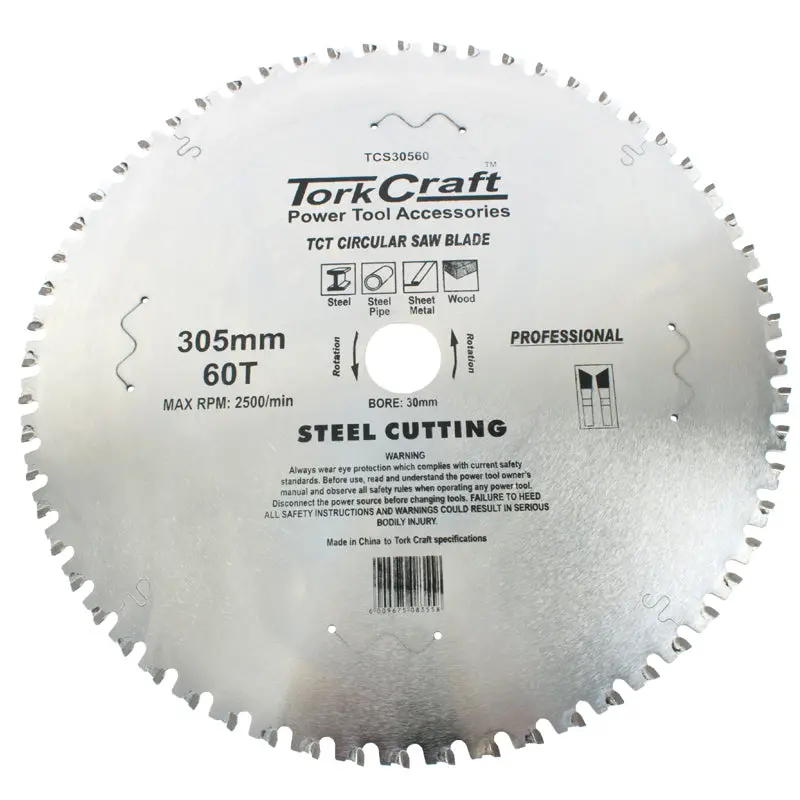 Tork Craft 305Mm Steel-Cutting Tct Blade – 60 Teeth, 30Mm Bore 1