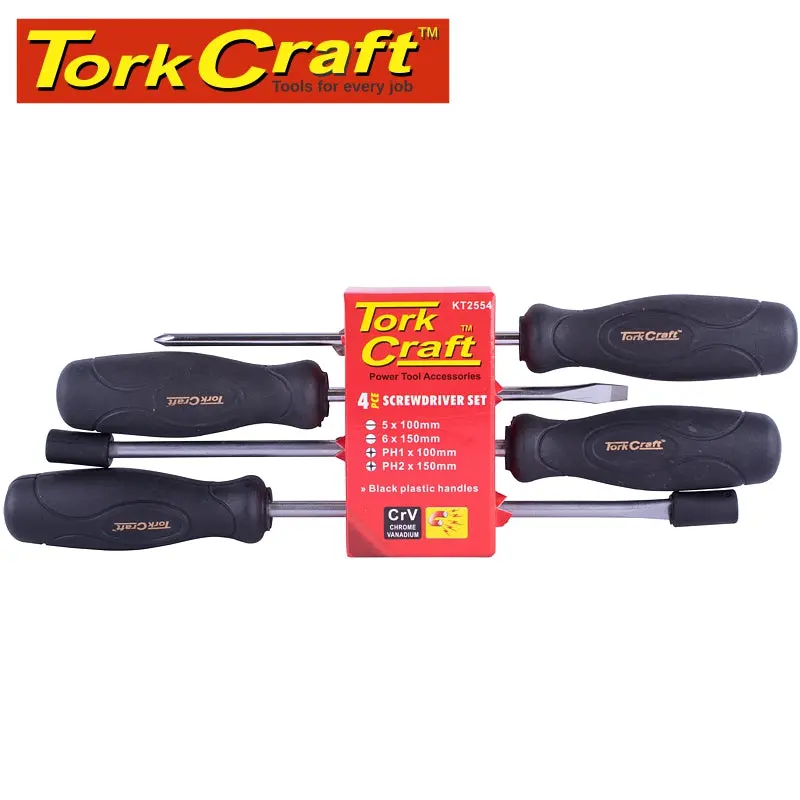Tork Craft 4-Piece Screwdriver Set – Compact Black-Handle Design 1