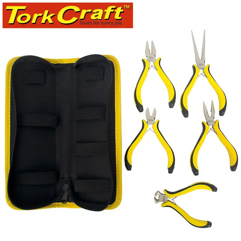 Tork Craft 5-Piece Mini Plier Kit With Protective Carry Bag 1