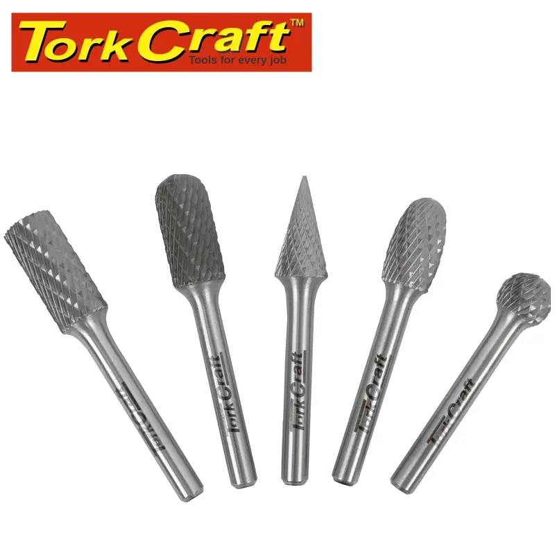 Tork Craft 5-Piece Rotary Burr Set – 12 Mm Diameter, Tungsten Carbide 1