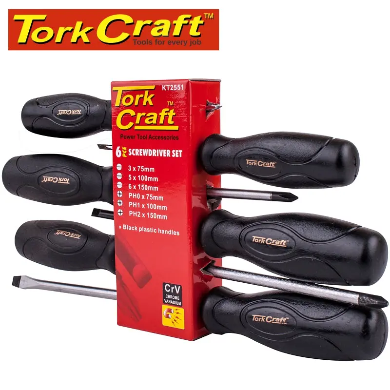 Tork Craft 6-Piece Screwdriver Set – Ergonomic Black Handles (Special) 1