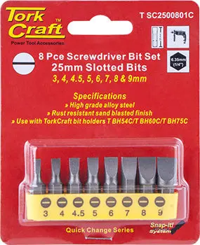 Tork Craft 8-Piece Slotted Screwdriver Bit Set – 3Mm To 9Mm 1