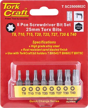 Tork Craft 8-Piece Torx Screwdriver Bit Set – T8 To T40 1