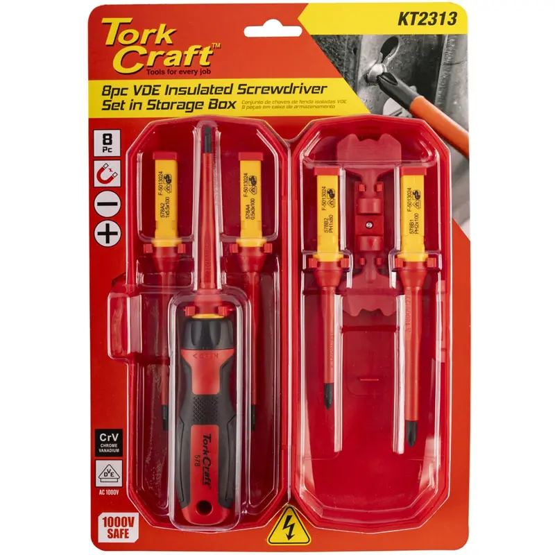 Tork Craft 8-Piece Vde-Insulated Screwdriver Set With Storage Box 1