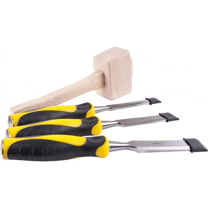 Tork Craft Chisel Set 3 Piece Plus Wooden Mallet 1