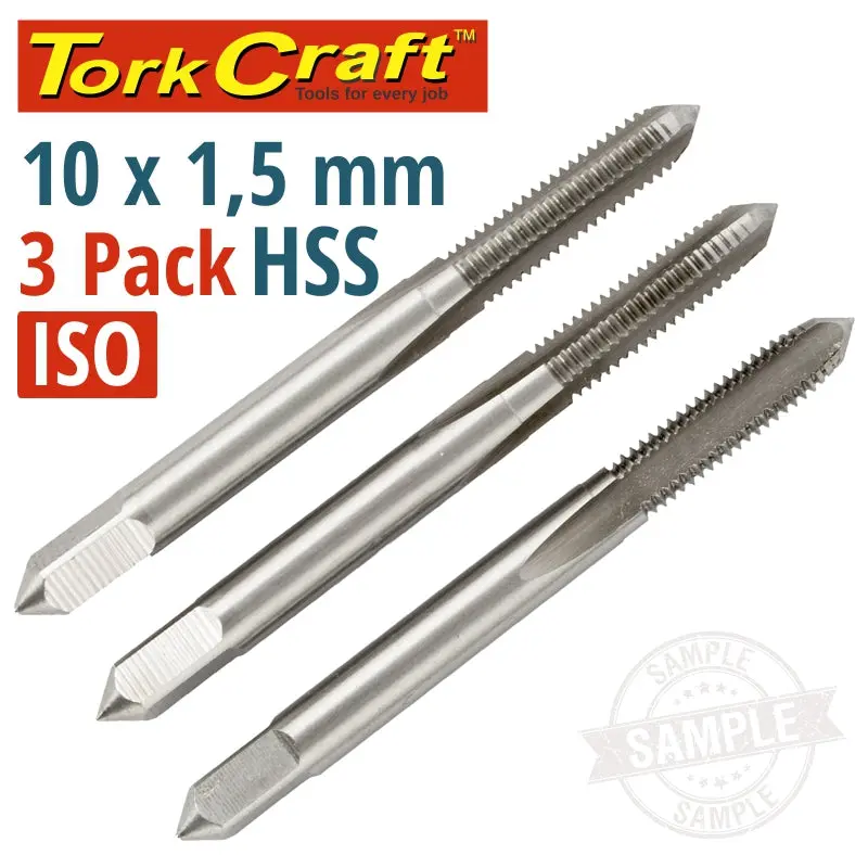 Tork Craft Hss Metric Tap Set, 10 Mm × 1.50 Mm Pitch, Iso Compliant, 3-Pack 1
