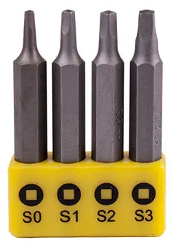 Tork Craft Square Recess Screwdriver Bit Set – 4-Piece, 50Mm Length (Sizes Sq0, Sq1, Sq2, Sq3) 1