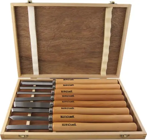 Tork Craft Standard Woodturning Chisel Set – 8-Piece In Wooden Box 1