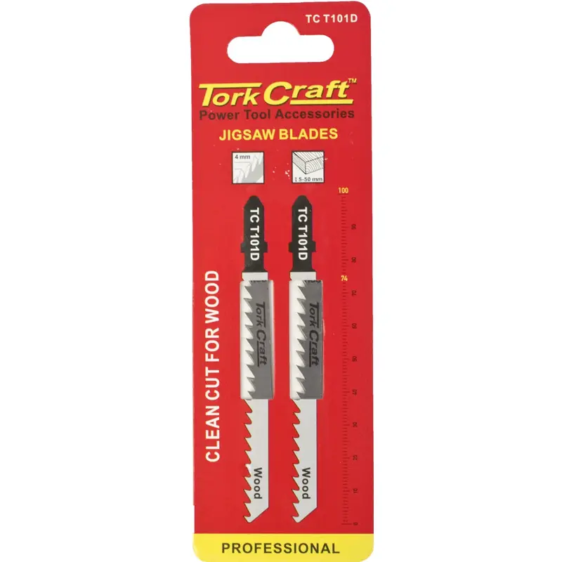 Tork Craft T-Shank Jigsaw Blades For Wood – 100Mm Length, 4Mm Shank, 6 Tpi, Pack Of 2 1