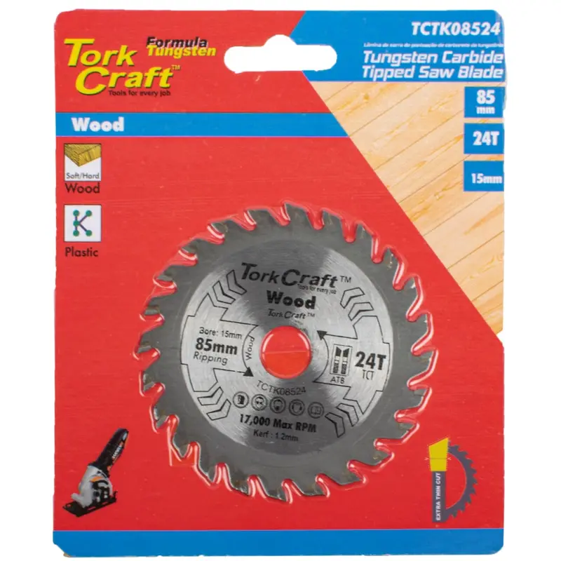 Tork Craft Tcct Compact Saw Blade For Wood – 85Mm Diameter, 1.2Mm Kerf, 15Mm Arbor, 24 Tooth Thin-Kerf 1