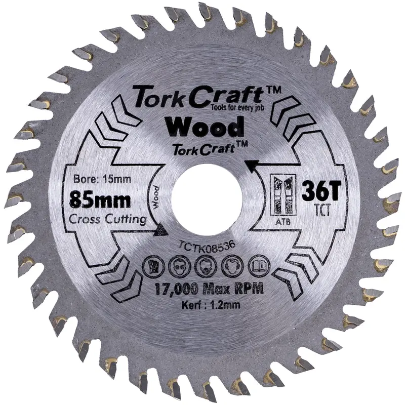 Tork Craft Tcct Compact Saw Blade For Wood – 85Mm Diameter, 1.2Mm Kerf, 15Mm Arbor, 36 Tooth Thin-Kerf 1