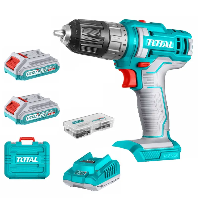 Total Cordless Drill Kit — Dual 2Ah Batteries & Fast Charger 1