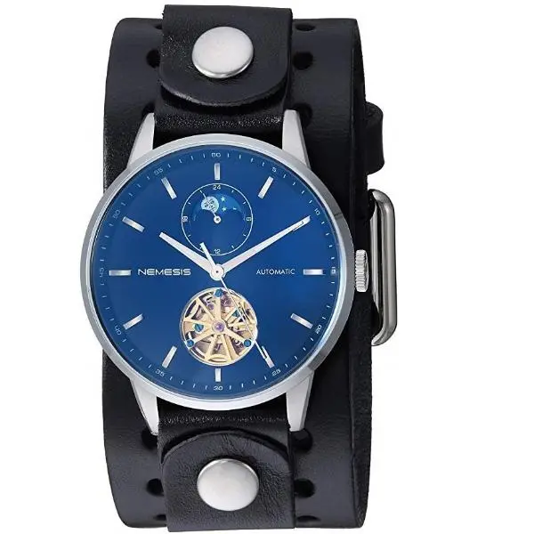 Tourbillon Day/Night Watch – Blue & White Hands With Perforated Black Leather Cuff 1