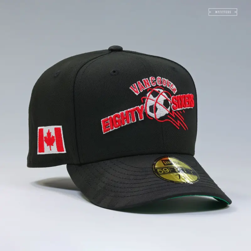 Vancouver 86Ers Retro Mls Cap – Jet Black & Radiant Red, New Era 59Fifty Fitted 1