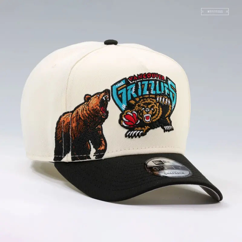 Vancouver Grizzlies Growling Grizzly Snapback – Retro Off-White Style 1