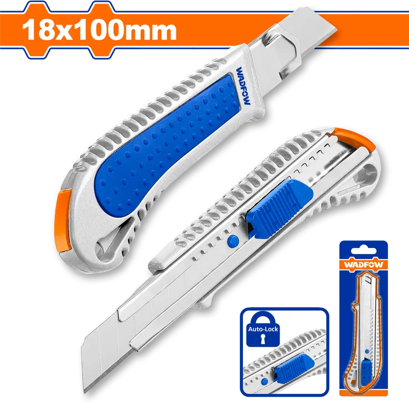 Wadfow 18×100Mm Snap-Off Utility Knife – Retractable Blade With Safety Lock 1