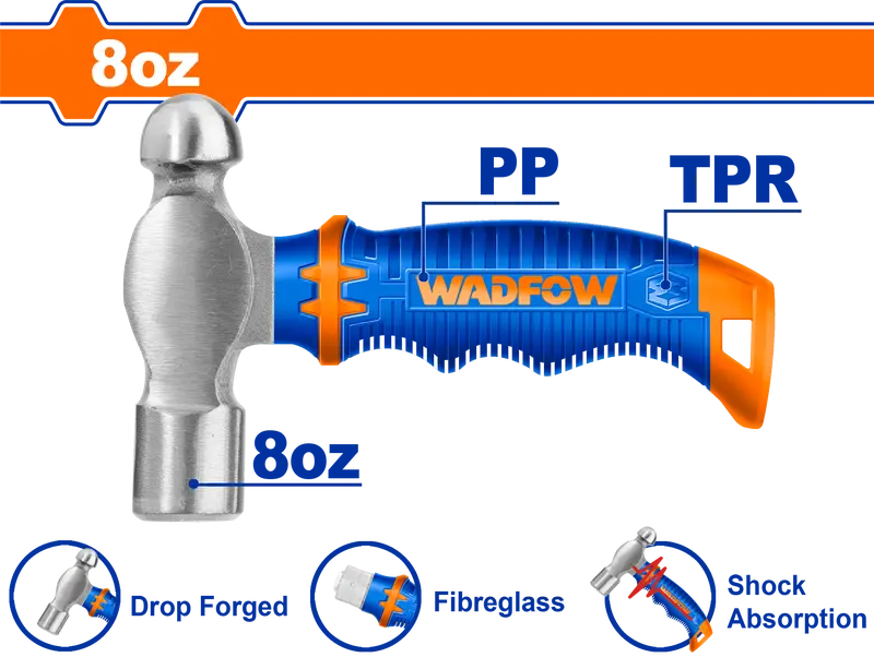 Wadfow 220G Ball Pein Hammer For Riveting, Metal Shaping, And General Workshop Use 1