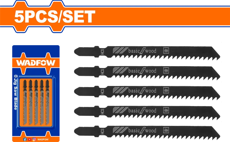Wadfow 5-Piece Jigsaw Blade Set For Wood Cutting – Fine And Coarse Teeth 1