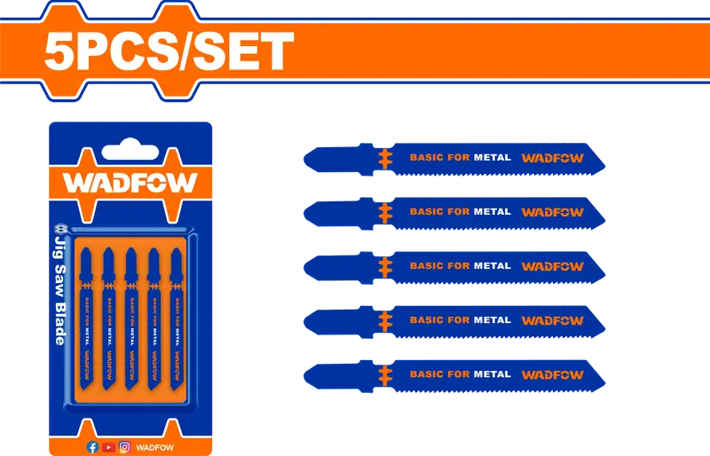 Wadfow 5-Piece Metal-Cutting Jig Saw Blade Set For Clean Cuts 1