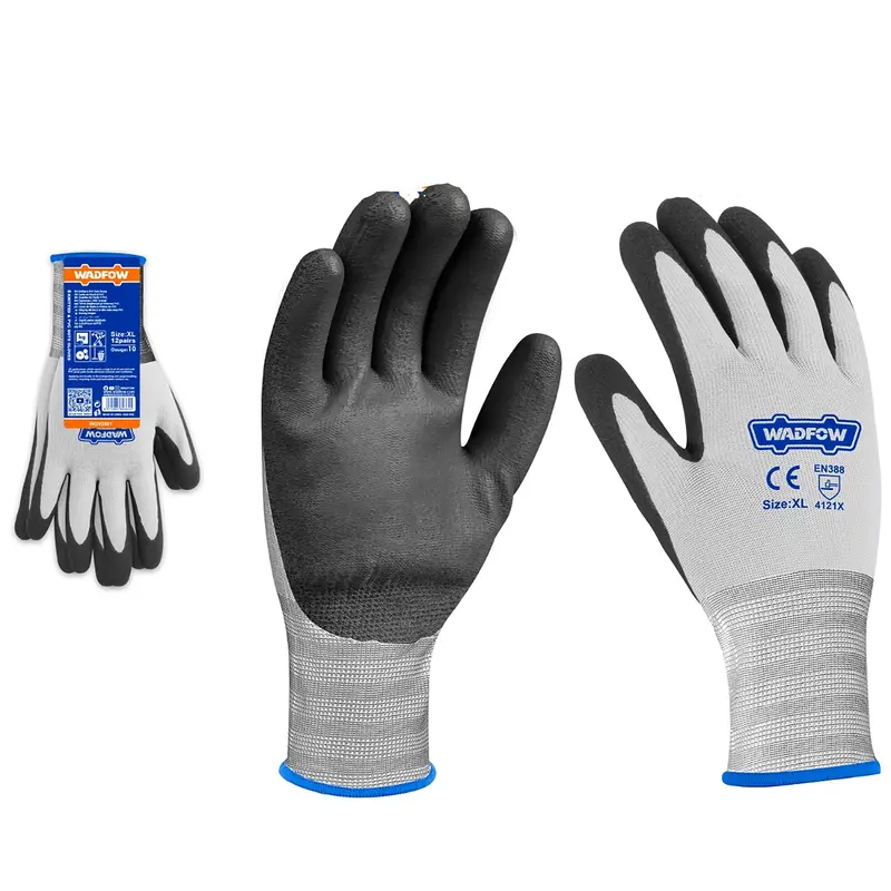 Wadfow Frosted Nitrile Coated Work Gloves For Enhanced Grip 1