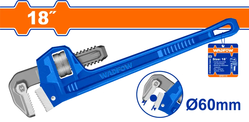 Wadfow Heavy-Duty Pipe Wrench – 18 Inch Adjustable Jaw 1