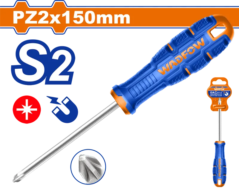Wadfow Pozidriv Pz2 Screwdriver – 150Mm Shaft With Ergonomic Grip 1