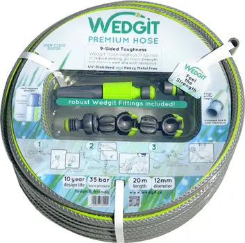 Wedgit Premium Reinforced Hose – 12Mm (1/2-Inch) X 20M With Integrated Starter Kit 1