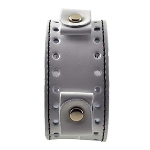 White Leather Cuff With Contrasting Black Stitching 1