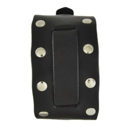 Wide Black Leather Cuff With Bullet Detailing 1