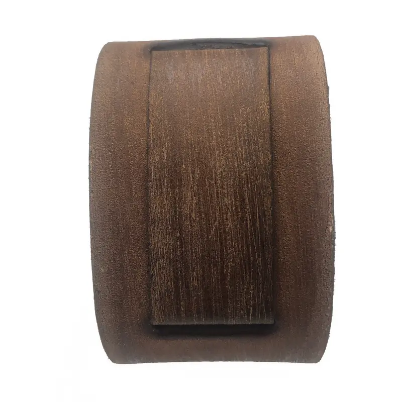 Wide Brown Leather Cuff Band 1
