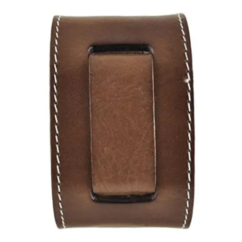 Wide Brown Leather Cuff With Bold White Topstitching 1