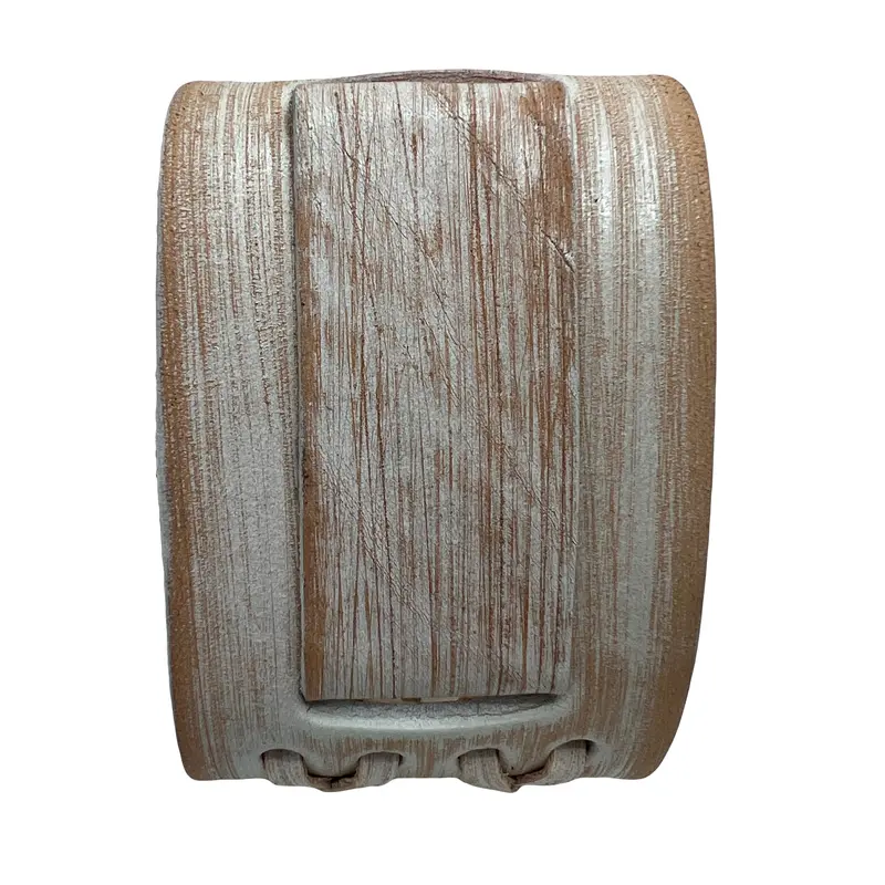 Wide Distressed White Leather Cuff – Double-Tone Minimalist Band 1