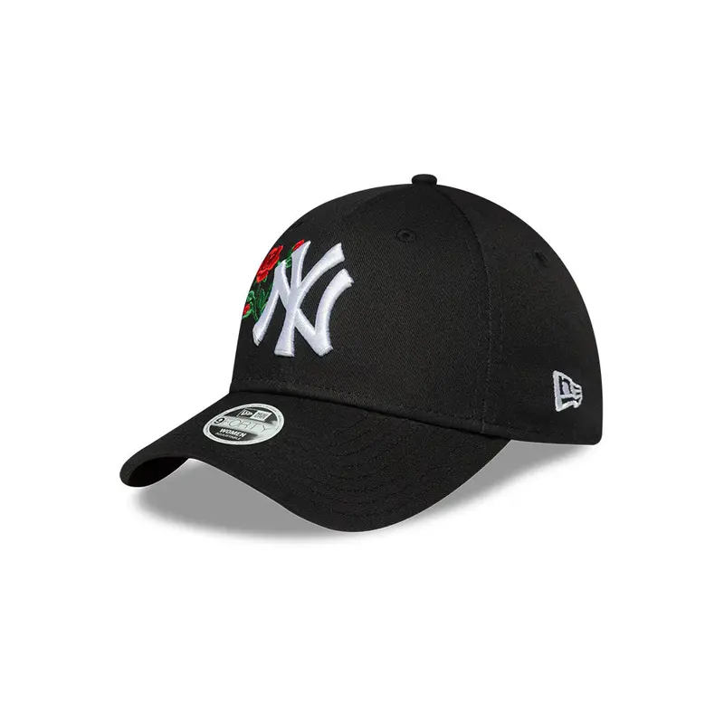 Women'S Black New York Yankees Mlb Roses 9Forty Strapback Cap 1