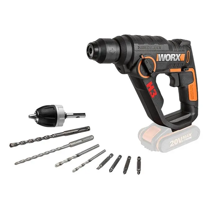 Worx H3 Nitro 20V Sds Rotary Hammer – 3-In-1 Mode, 1.2 J Impact Energy (Tool-Only) 1