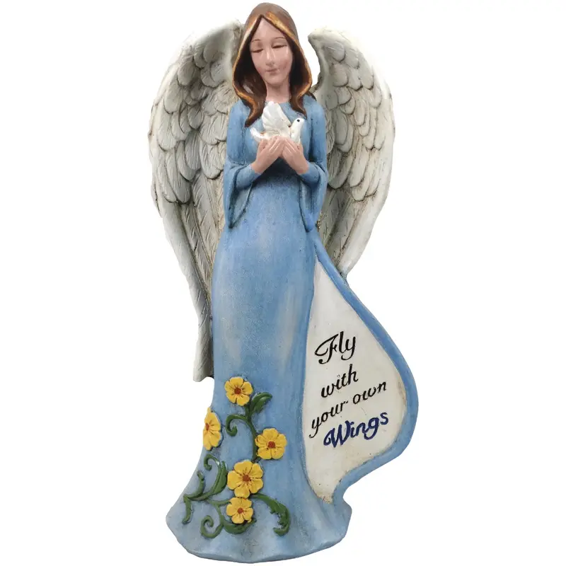 Alpine Blue Dress Angel Statue – 18-Inch Tall Decorative Figurine With Inspirational Message 1