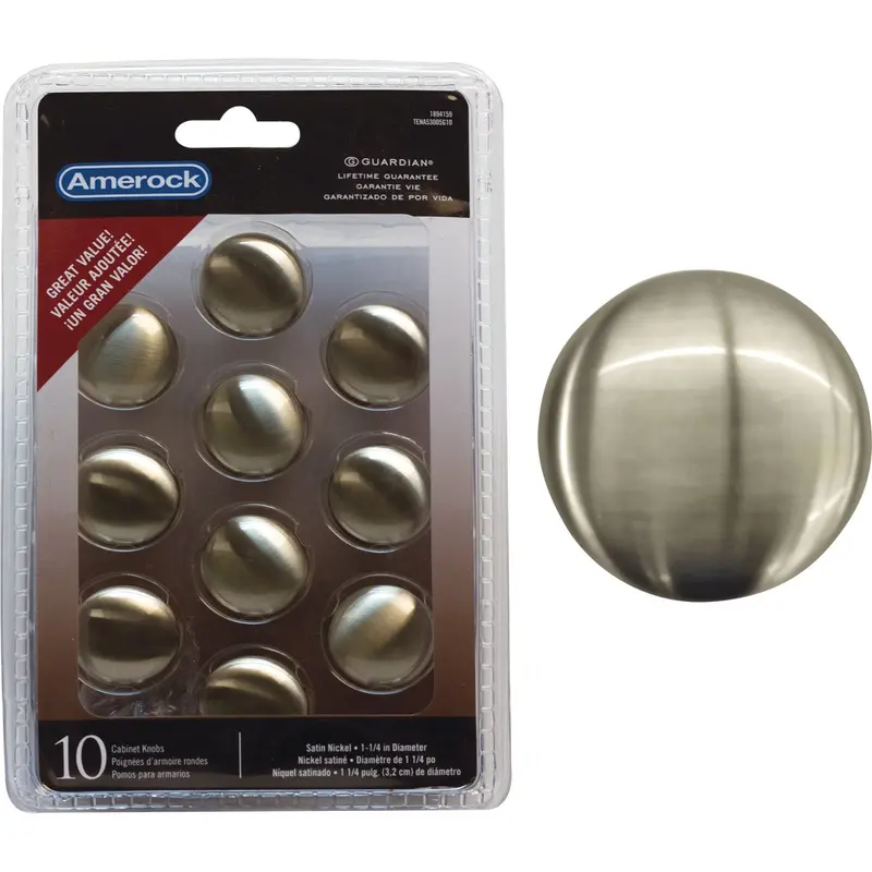 Amerock Allison Cabinet Knobs – Satin Nickel Finish, 1-1/4" Round Pulls (10-Pack) 1