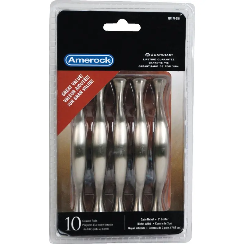 Amerock Heritage Cabinet Pulls – Satin Nickel Finish, 3-Inch Center-To-Center, 10-Pack 1