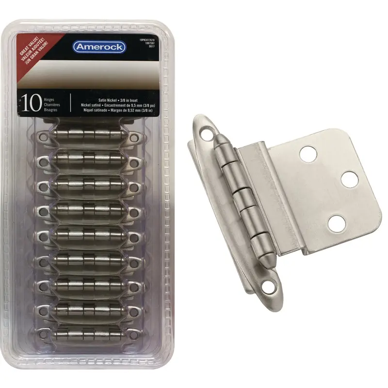 Amerock Satin Nickel Inset Hinges – Non-Self-Closing, 10-Piece Pack 1