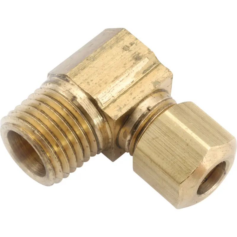 Anderson Metals 5/8" × 1/2" Brass 90° Compression Elbow Fitting (¼ Bend) 1