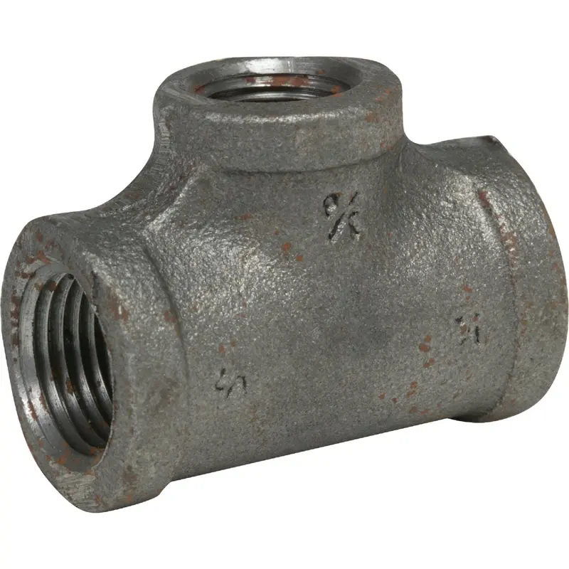 Anvil Reducing Black Iron Tee – 3/4" X 3/4" X 1/2", Malleable Cast Iron Fitting 1